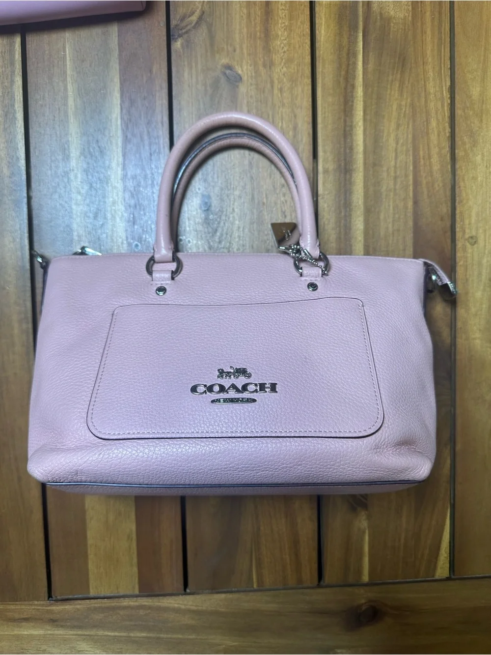 Coach Pink Pebbled Leather Mini Emma Crossbody Satchel